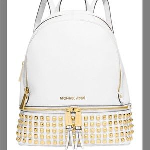 White Leather MK Backpack